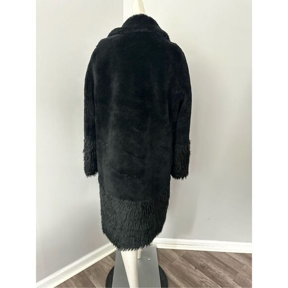 NWT Lita By Ciara Single Button Faux Fur Wool Blend Teddy Coat Black Medium - Picture 9 of 11